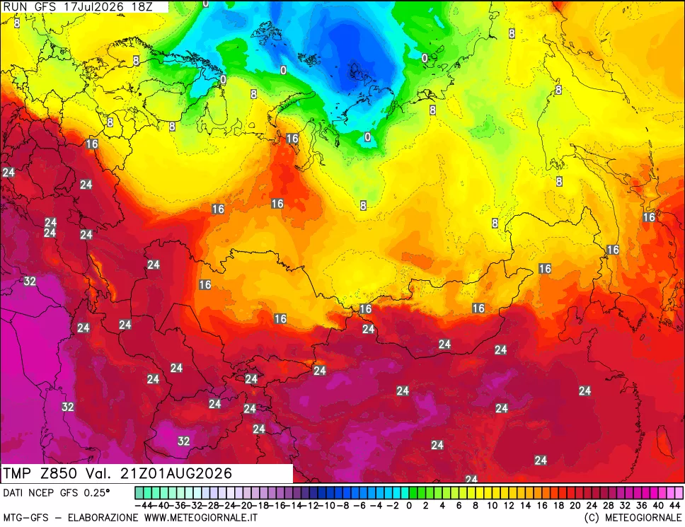 mappa 850 hPa Temp