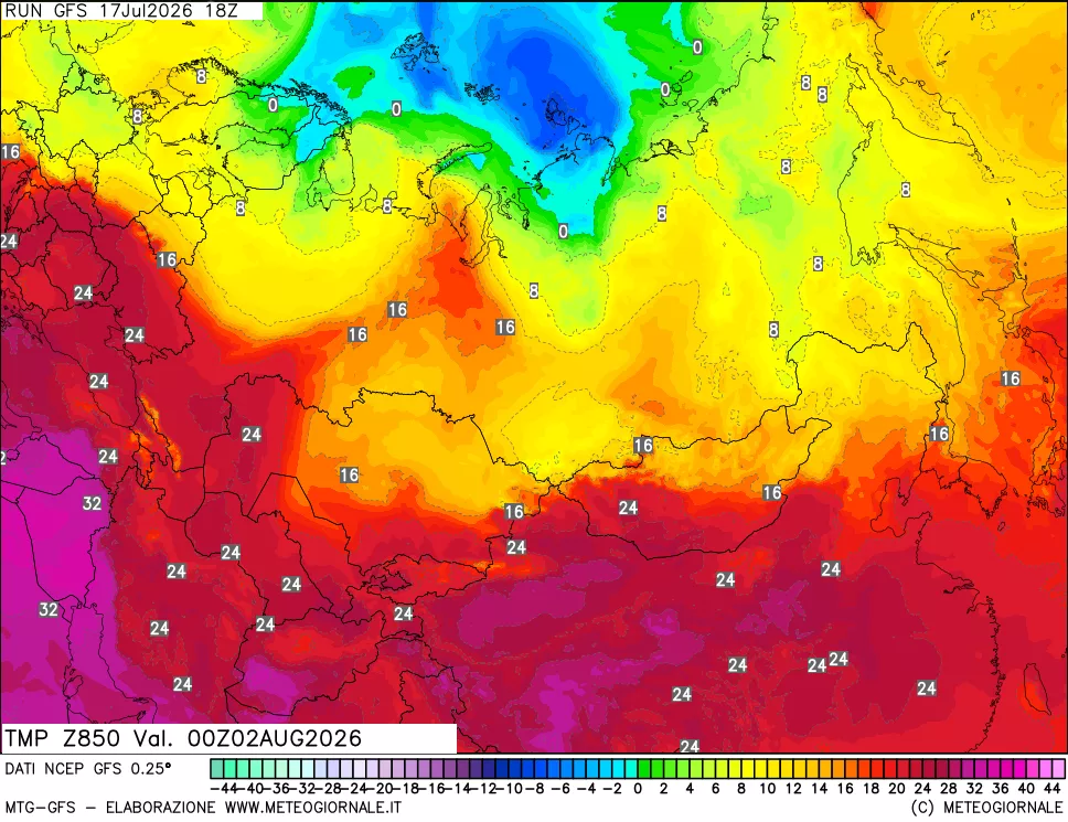 mappa 850 hPa Temp