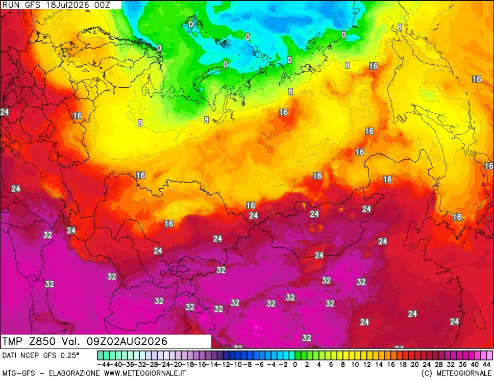mappa 850 hPa Temp