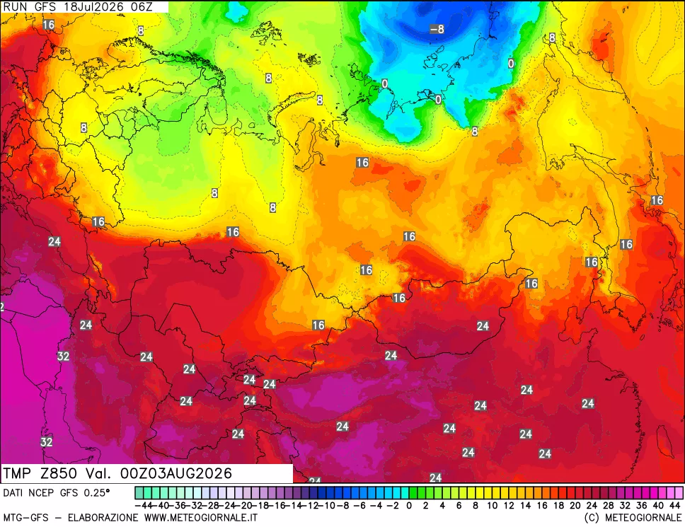 mappa 850 hPa Temp