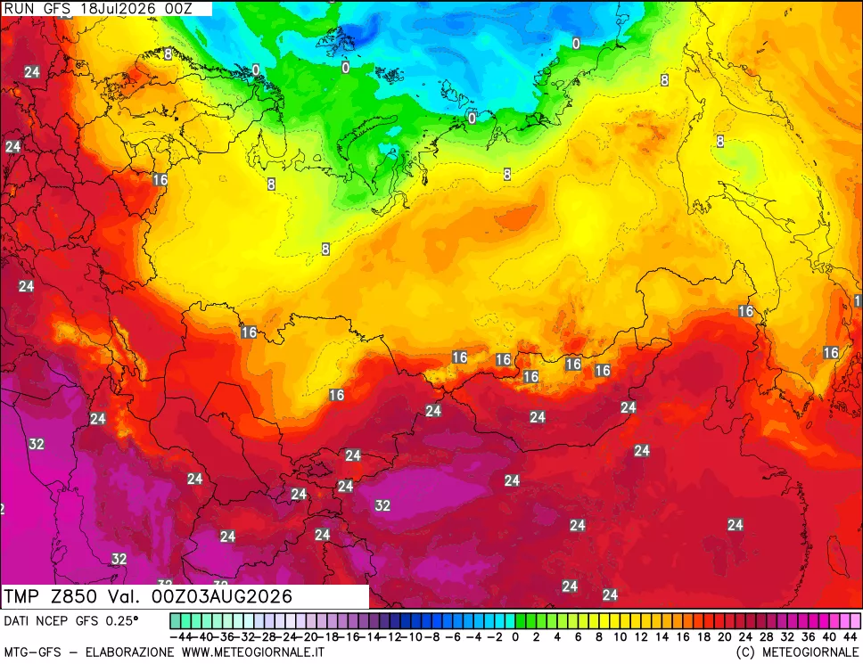 mappa 850 hPa Temp