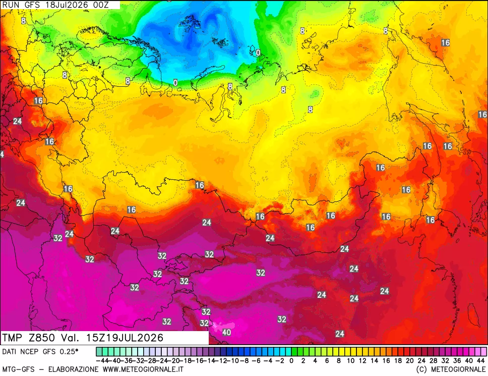 mappa 850 hPa Temp