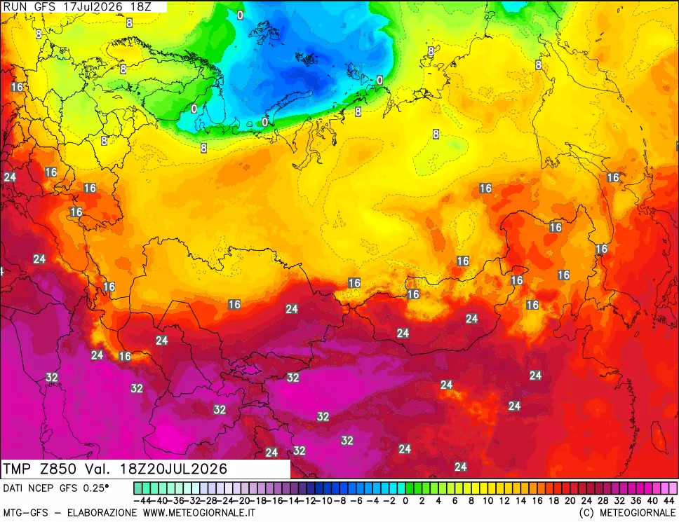 mappa 850 hPa Temp