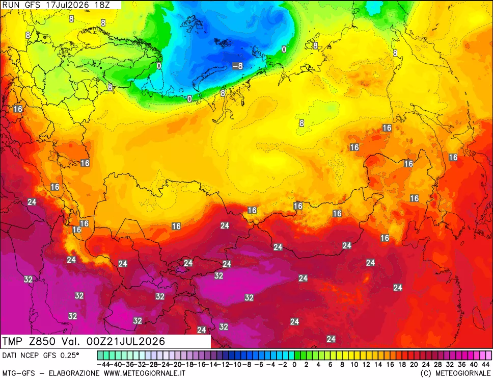 mappa 850 hPa Temp