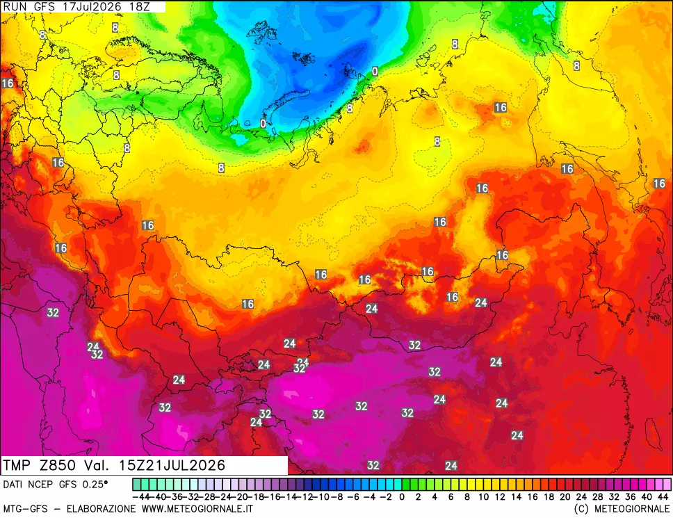 mappa 850 hPa Temp