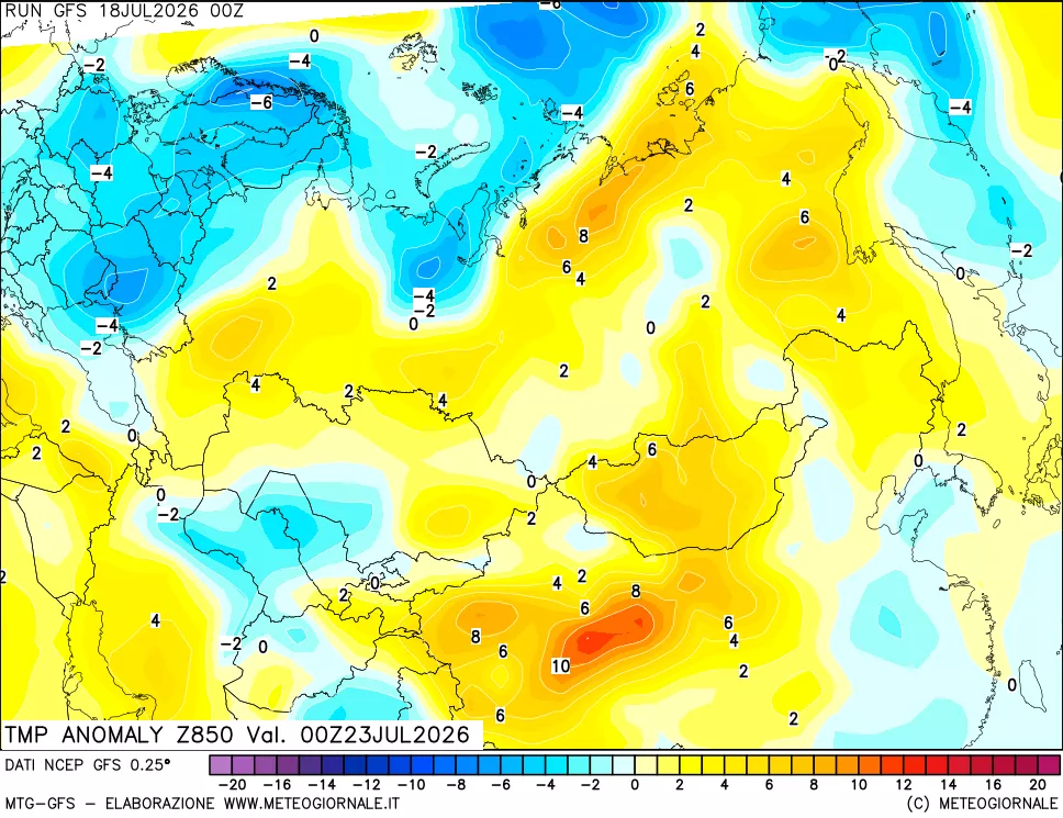 mappa 850 hPa Temp Anomaly vs Cli.No 1981-2010