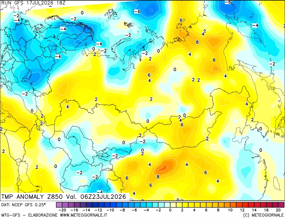 mappa 850 hPa Temp Anomaly vs Cli.No 1981-2010