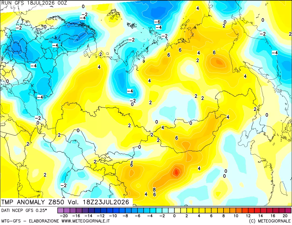 mappa 850 hPa Temp Anomaly vs Cli.No 1981-2010