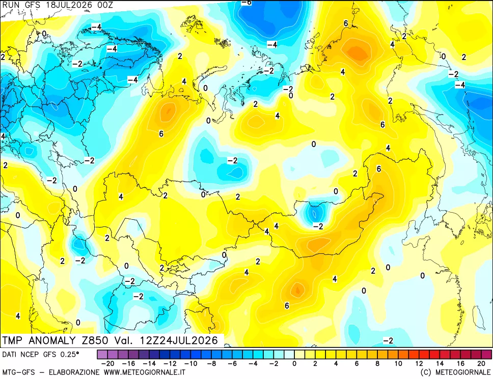 mappa 850 hPa Temp Anomaly vs Cli.No 1981-2010