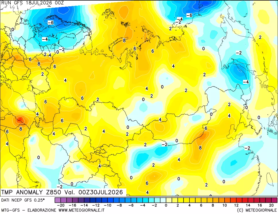 mappa 850 hPa Temp Anomaly vs Cli.No 1981-2010