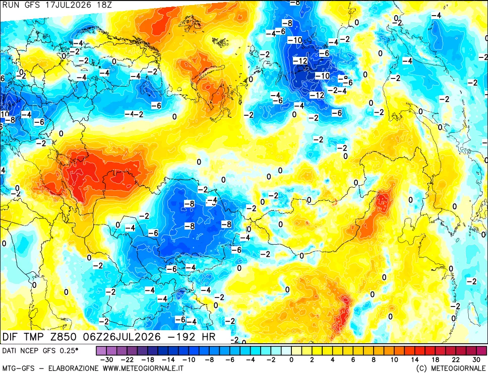mappa 850 hPA Dif. Temp - Init