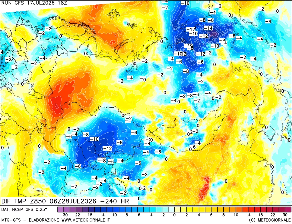 mappa 850 hPA Dif. Temp - Init