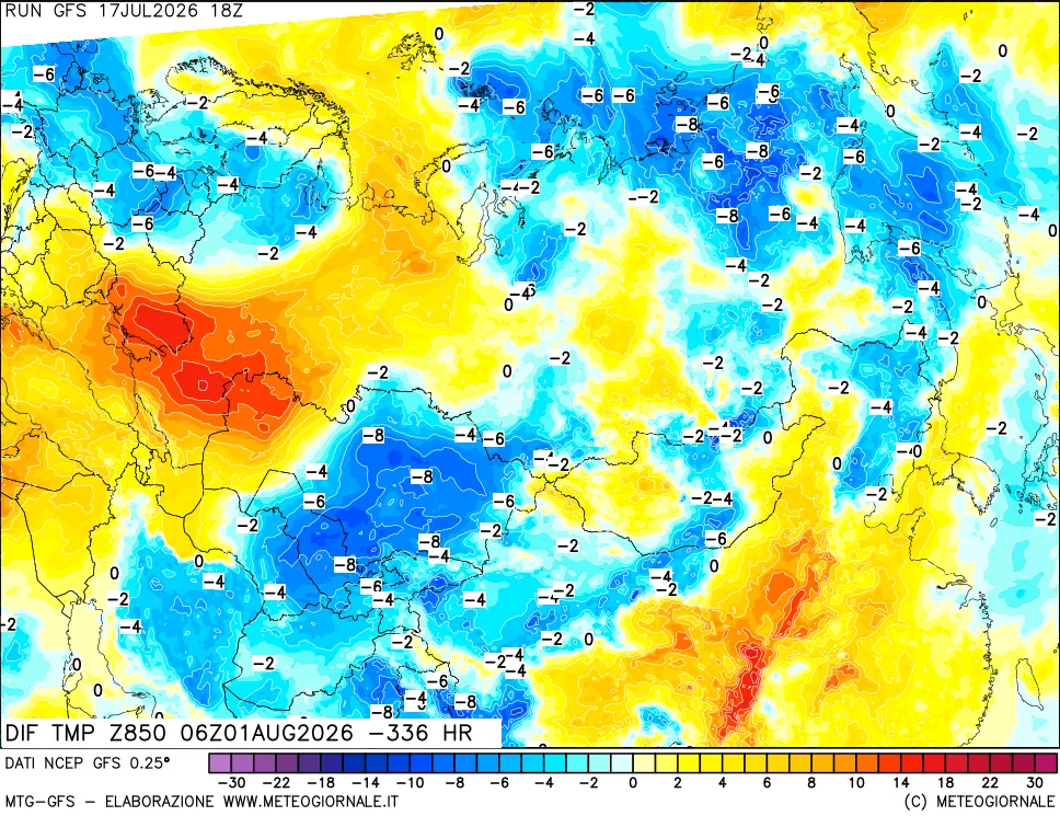 mappa 850 hPA Dif. Temp - Init