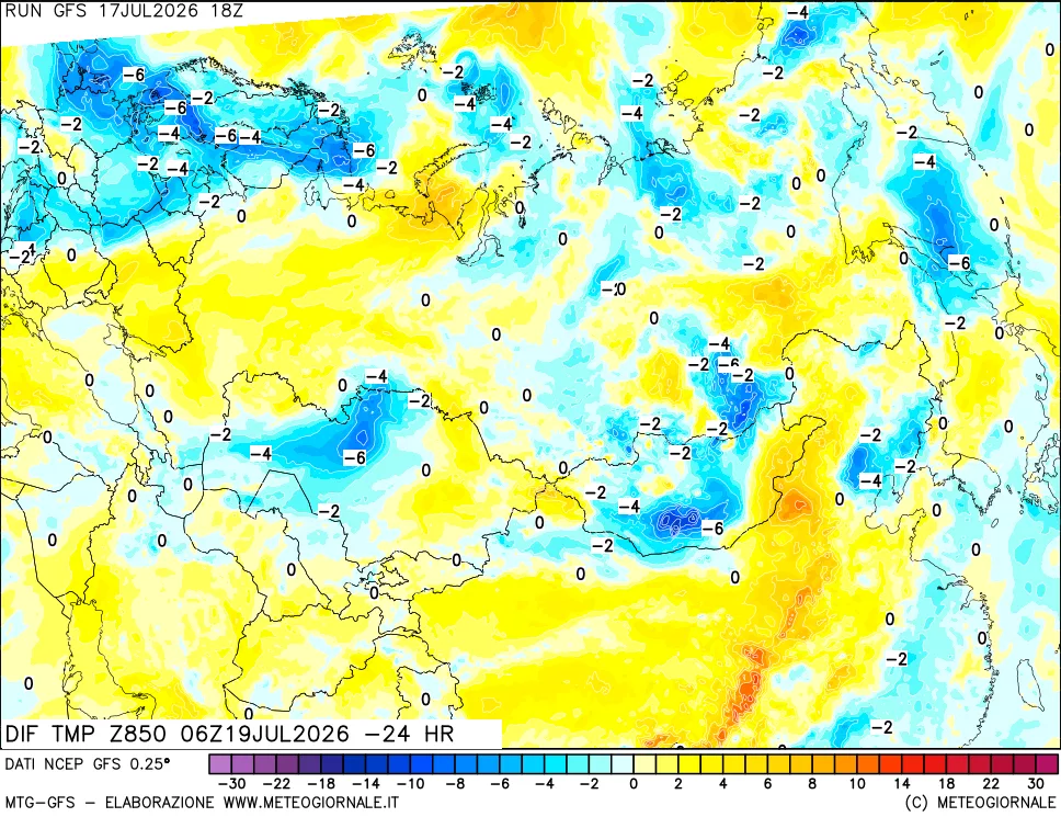 mappa 850 hPA Dif. Temp - Init