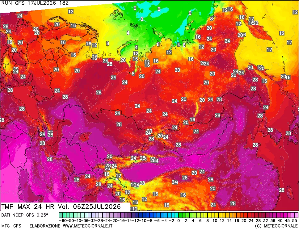 mappa Temperatura massima 24 ore