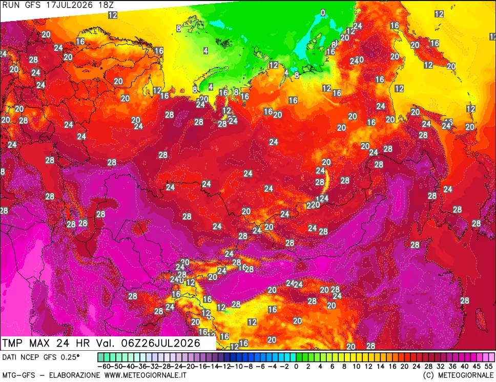 mappa Temperatura massima 24 ore