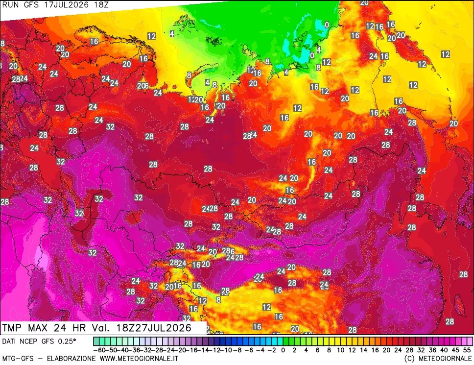 mappa Temperatura massima 24 ore
