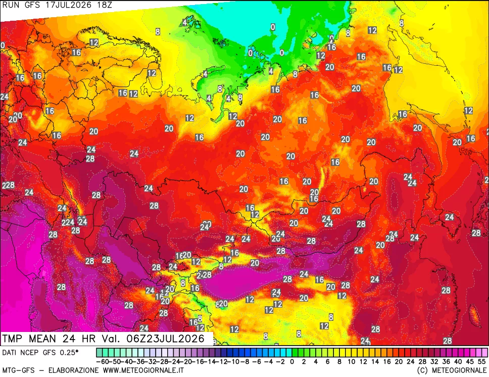 mappa Temperatura media 24 ore
