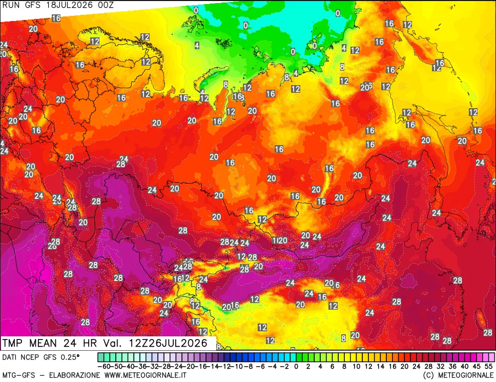 mappa Temperatura media 24 ore