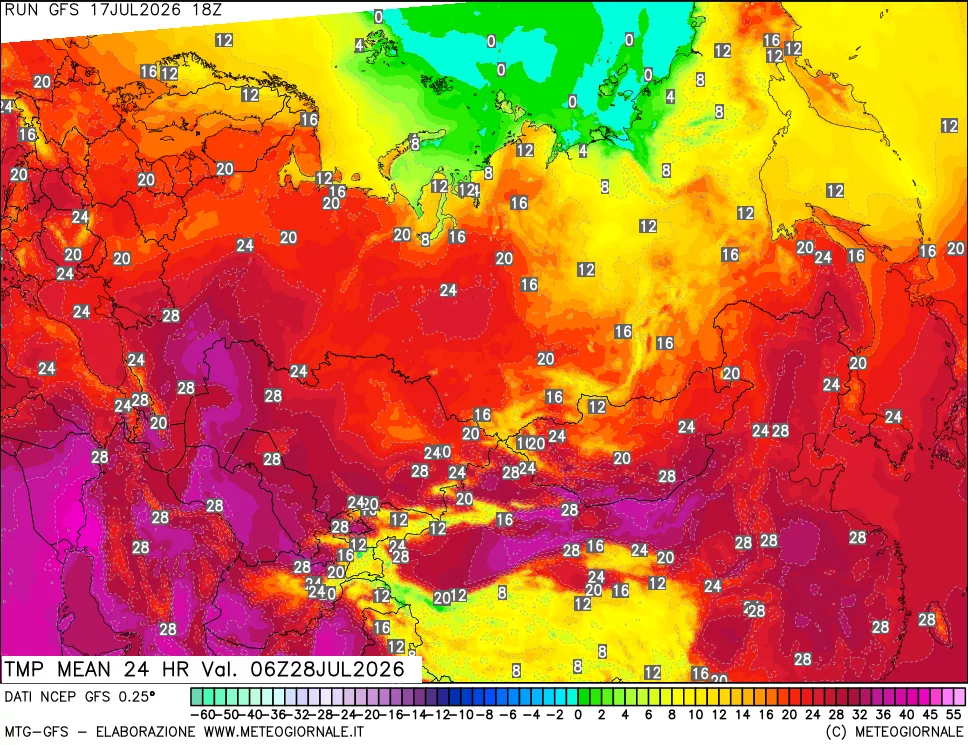 mappa Temperatura media 24 ore