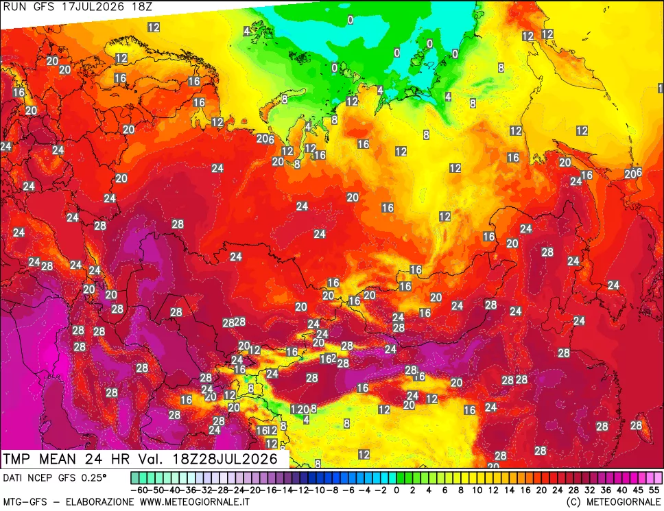 mappa Temperatura media 24 ore