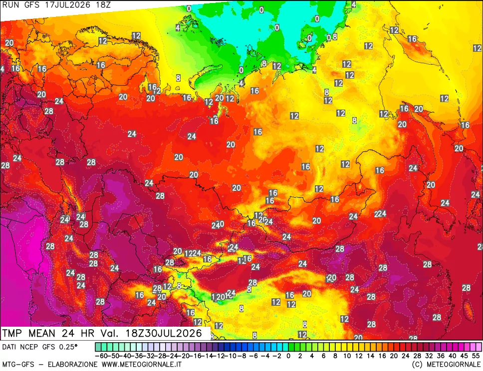 mappa Temperatura media 24 ore