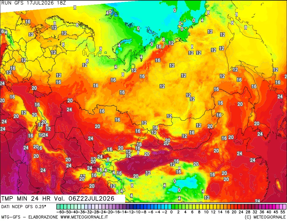 mappa Temperatura minima 24 ore
