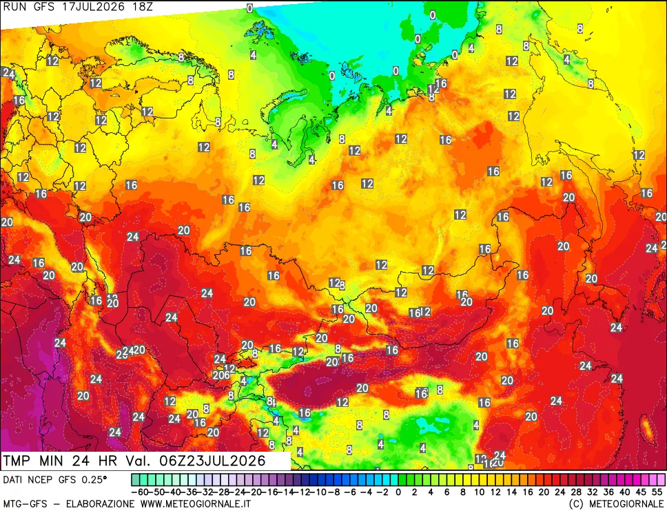 mappa Temperatura minima 24 ore