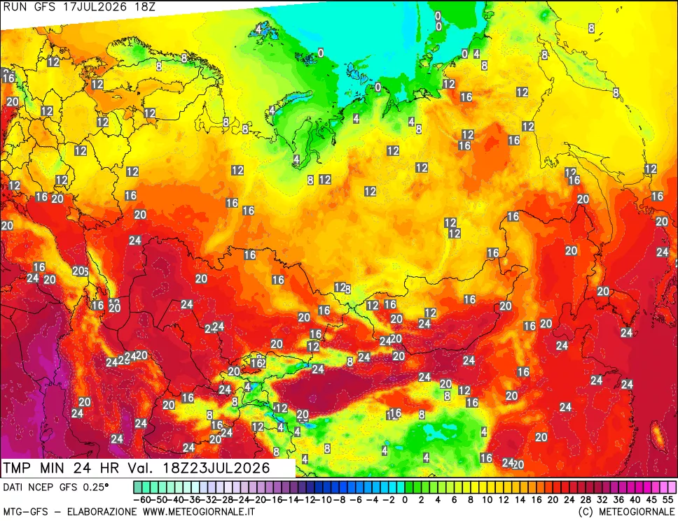 mappa Temperatura minima 24 ore