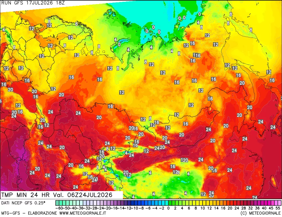 mappa Temperatura minima 24 ore