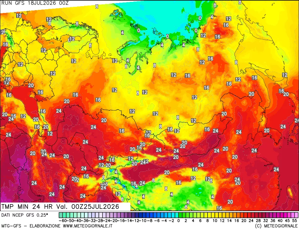 mappa Temperatura minima 24 ore