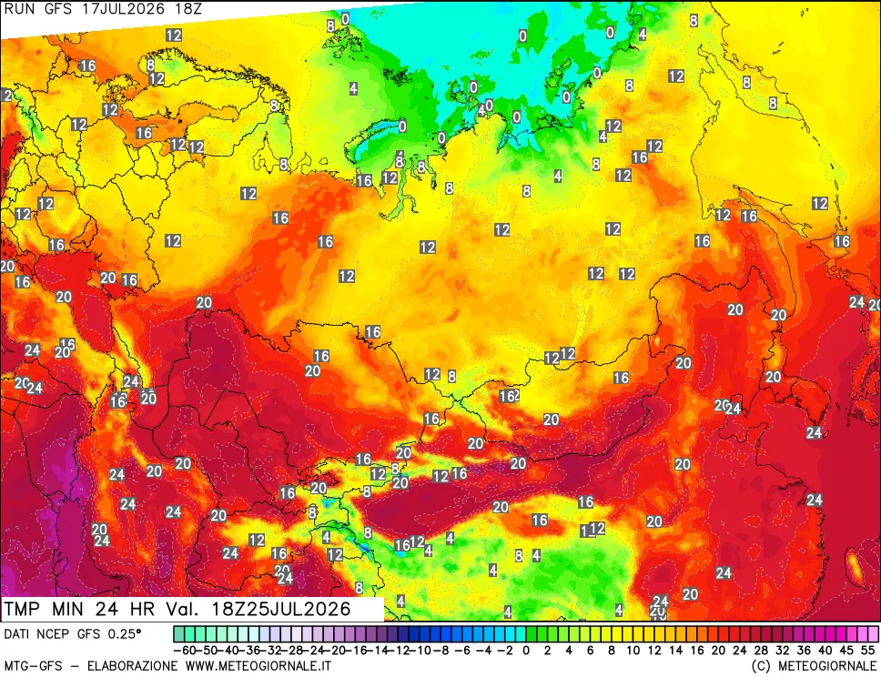 mappa Temperatura minima 24 ore