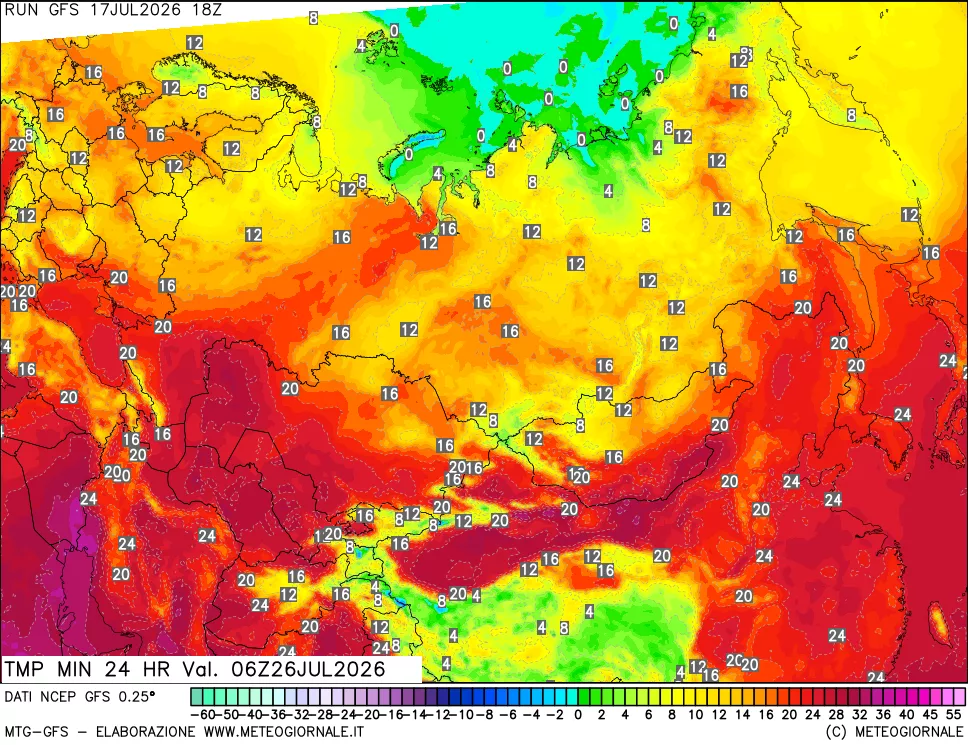 mappa Temperatura minima 24 ore