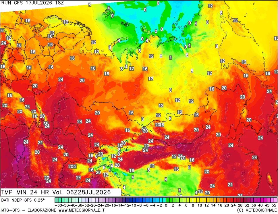 mappa Temperatura minima 24 ore