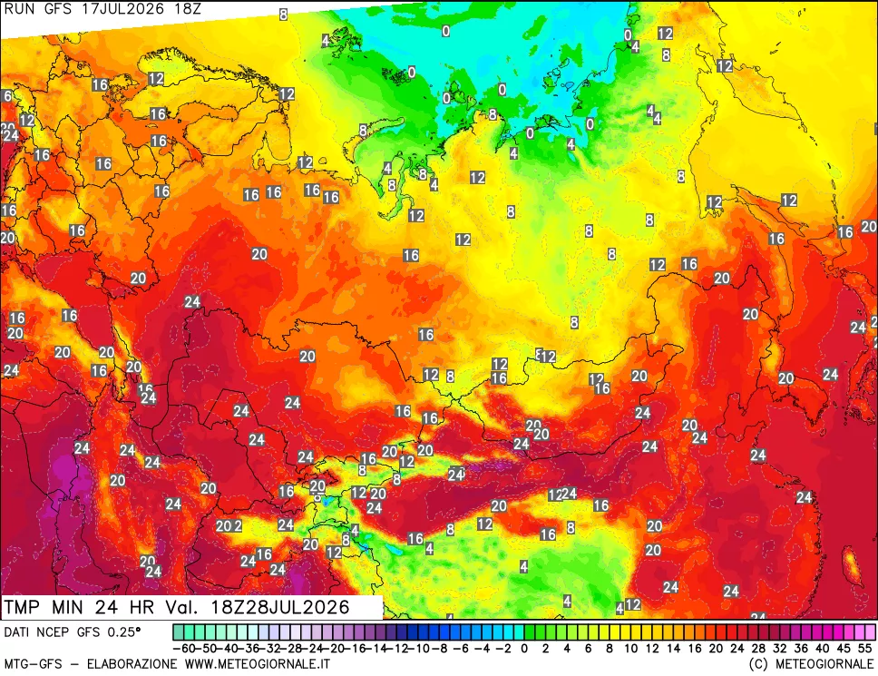 mappa Temperatura minima 24 ore