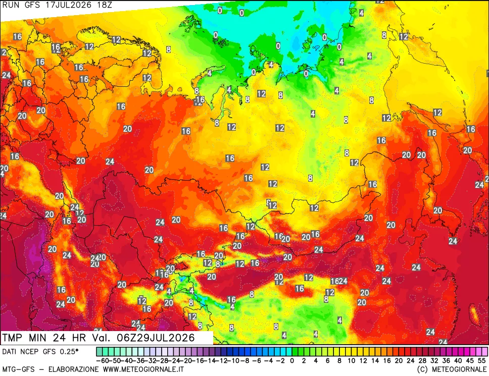 mappa Temperatura minima 24 ore