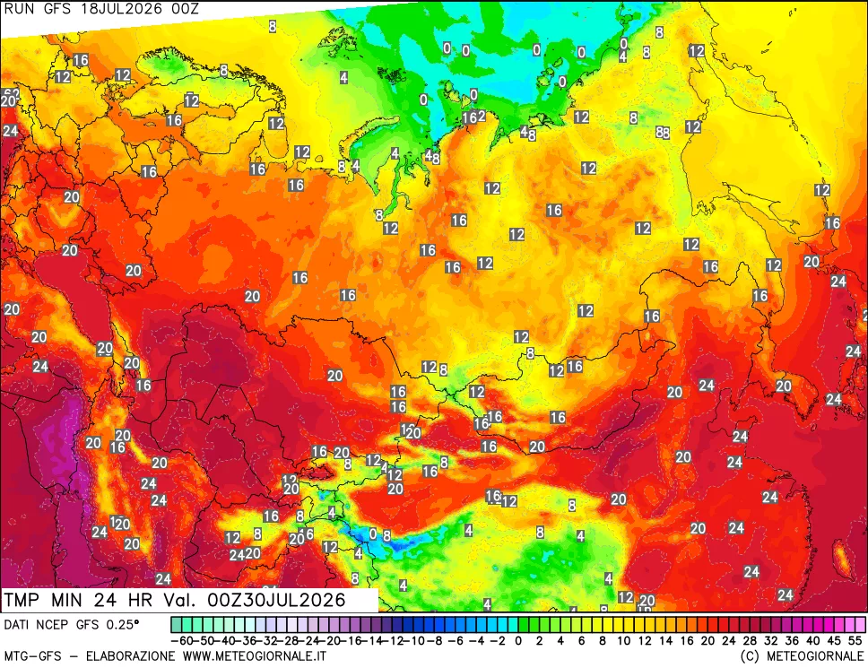 mappa Temperatura minima 24 ore