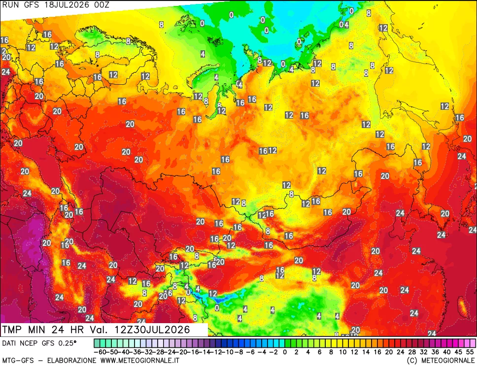 mappa Temperatura minima 24 ore