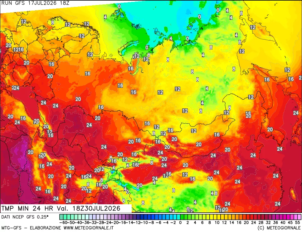 mappa Temperatura minima 24 ore
