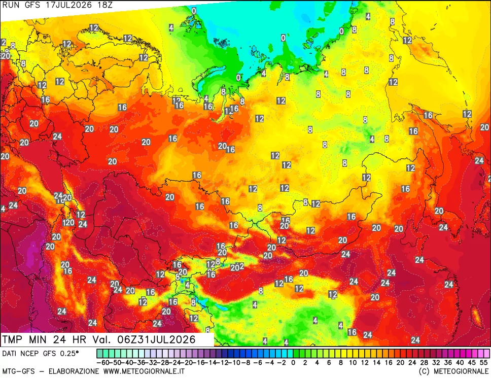 mappa Temperatura minima 24 ore