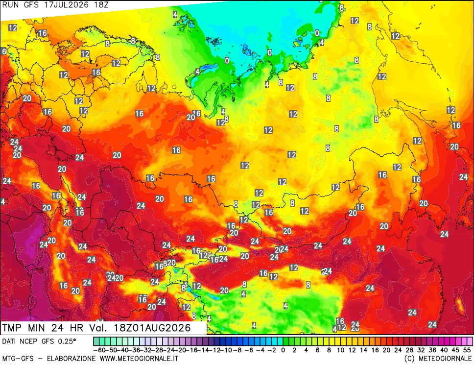 mappa Temperatura minima 24 ore
