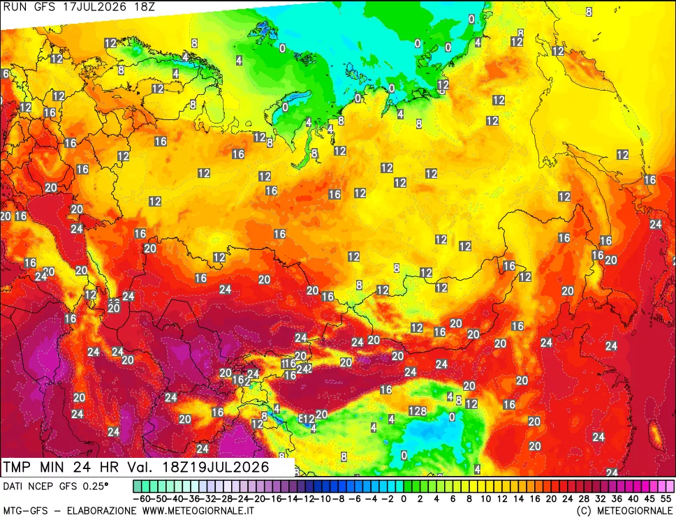 mappa Temperatura minima 24 ore