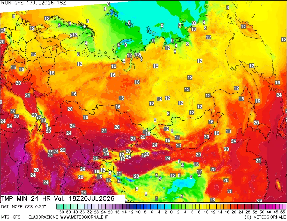 mappa Temperatura minima 24 ore