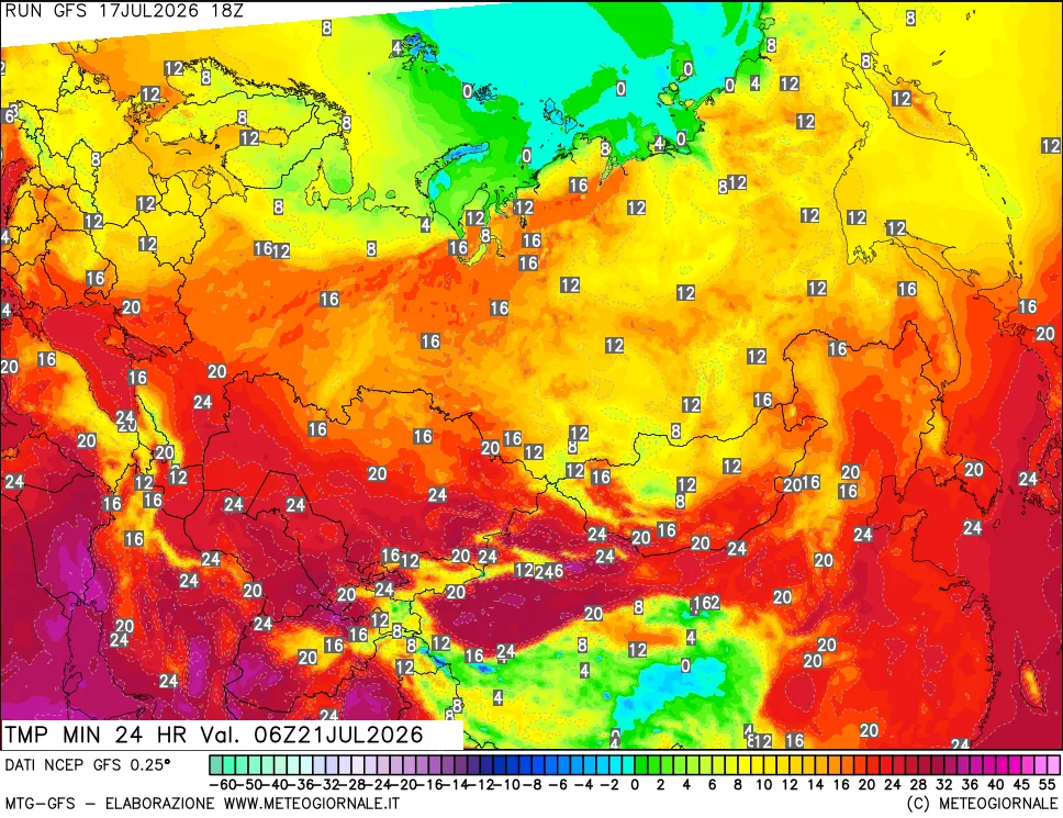 mappa Temperatura minima 24 ore
