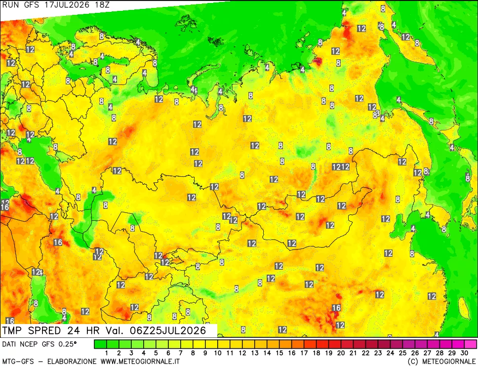 mappa Differenza TMax-TMin 24 ore