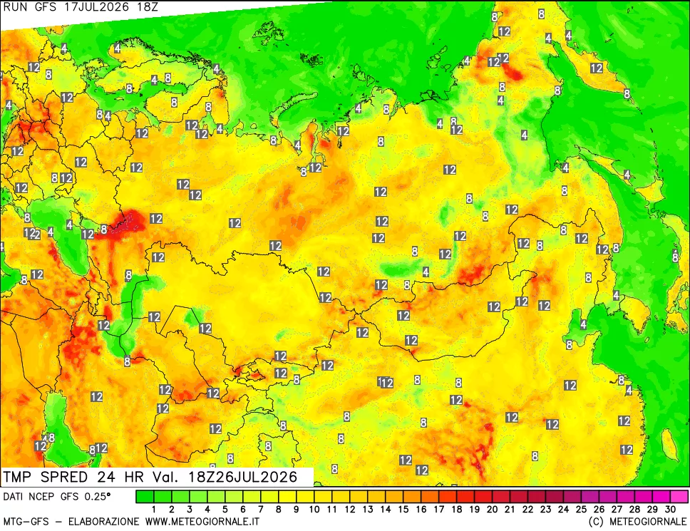 mappa Differenza TMax-TMin 24 ore