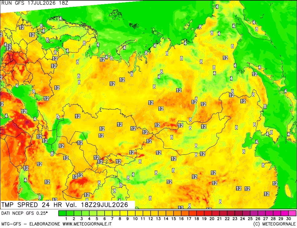 mappa Dif. TMax-TMin 24 ore