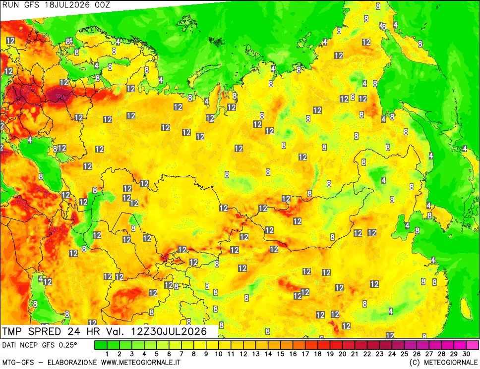 mappa Dif. TMax-TMin 24 ore