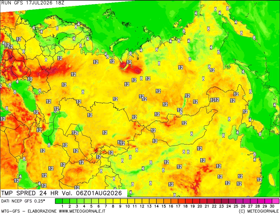 mappa Dif. TMax-TMin 24 ore