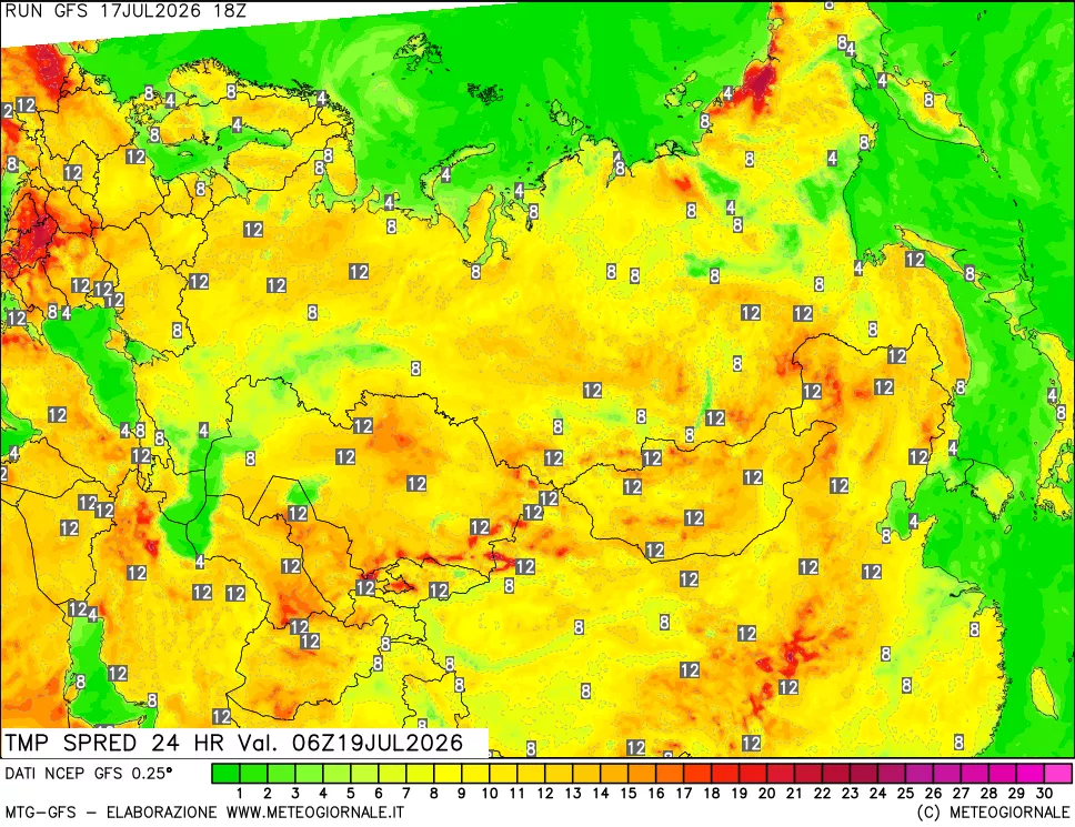 mappa Dif. TMax-TMin 24 ore